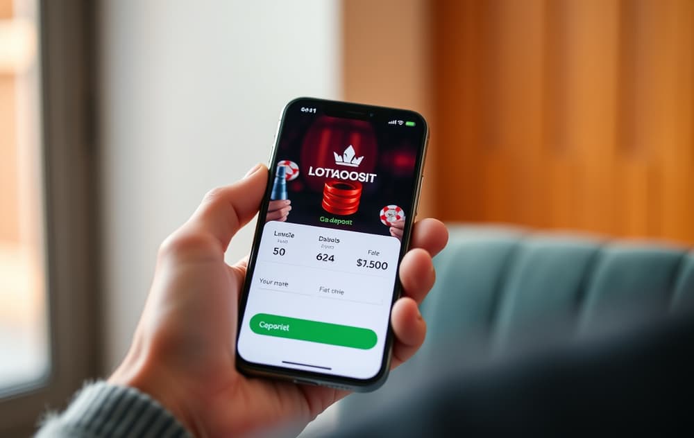 Person som viser skjerm med lavt innskudd på casino