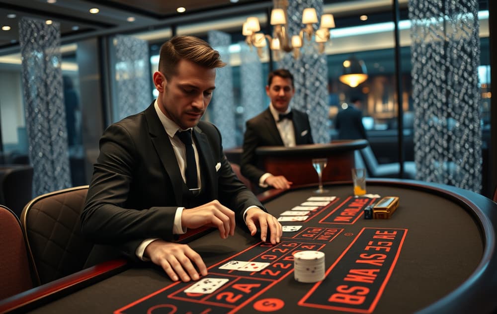 Norsk spiller spiller baccarat med live dealer på nettcasino.